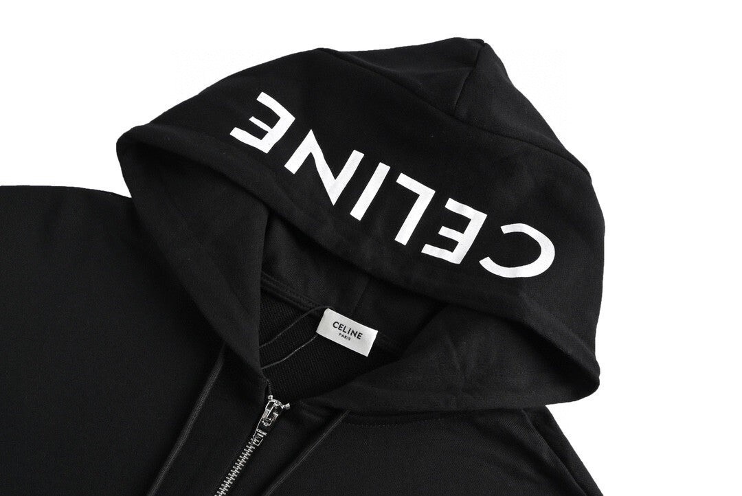 Celine Zip-Up Hoodie "Black"