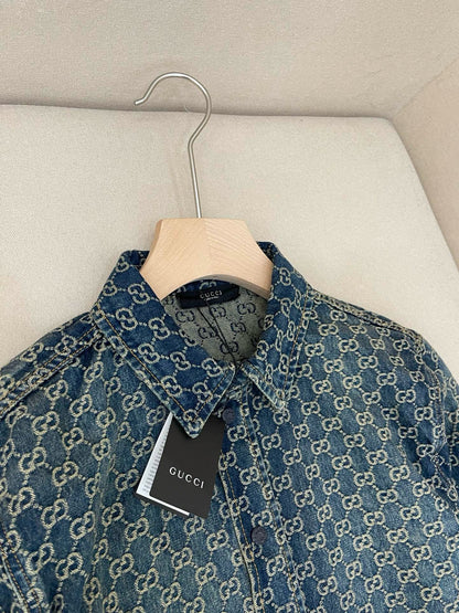 Gucci GG Cotton Denim Jacquard Shirt
