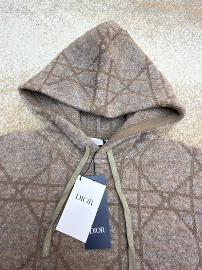 Dior Cannage Hooded Sweatshirt "Beige Cotton and Wool Blend Knit"