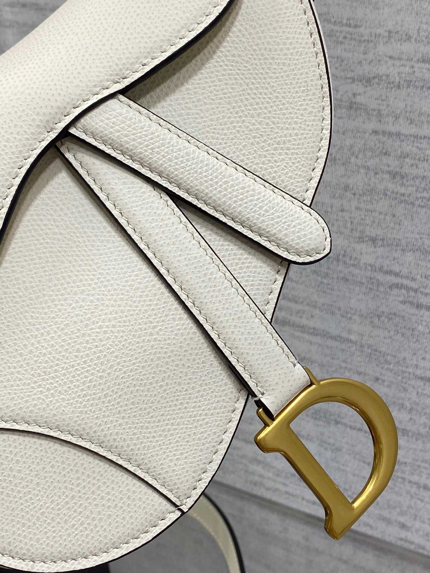Dior Mini Saddle Bag with Strap "Latte Grained Calfskin"