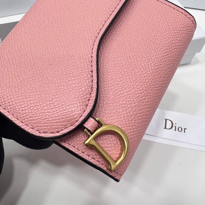Dior Saddle Lotus Wallet Pink Goatskin