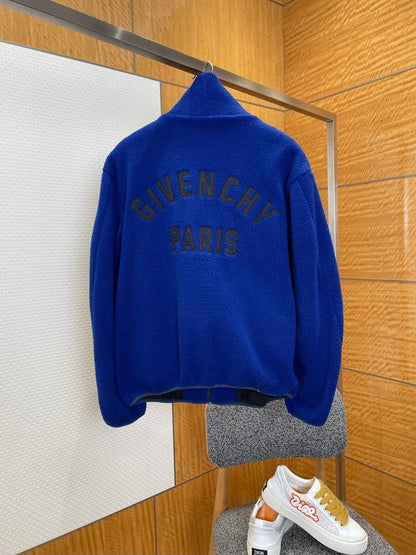 Givenchy Cotton Blend Fleece Jacket "Blue"