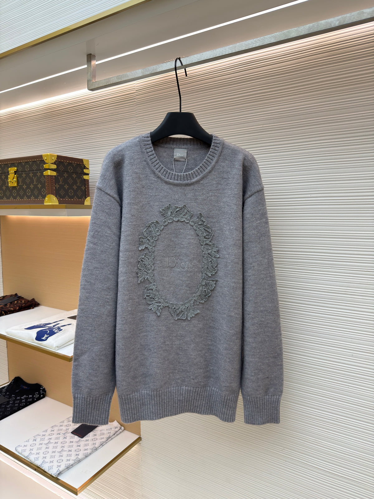Dior Médaillon Sweater "Gray Wool-Alpaca Knit"