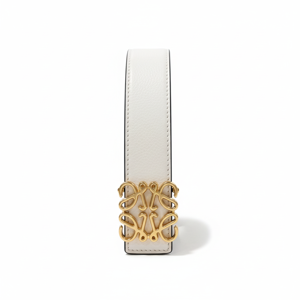 Loewe Anagram Leather Belt "White-Gold"