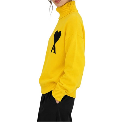 AMI Paris Ami De Coeur Turtleneck Sweater "Yellow"