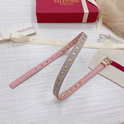 Valentino Rockstud 20mm Leather Belt "Pink"