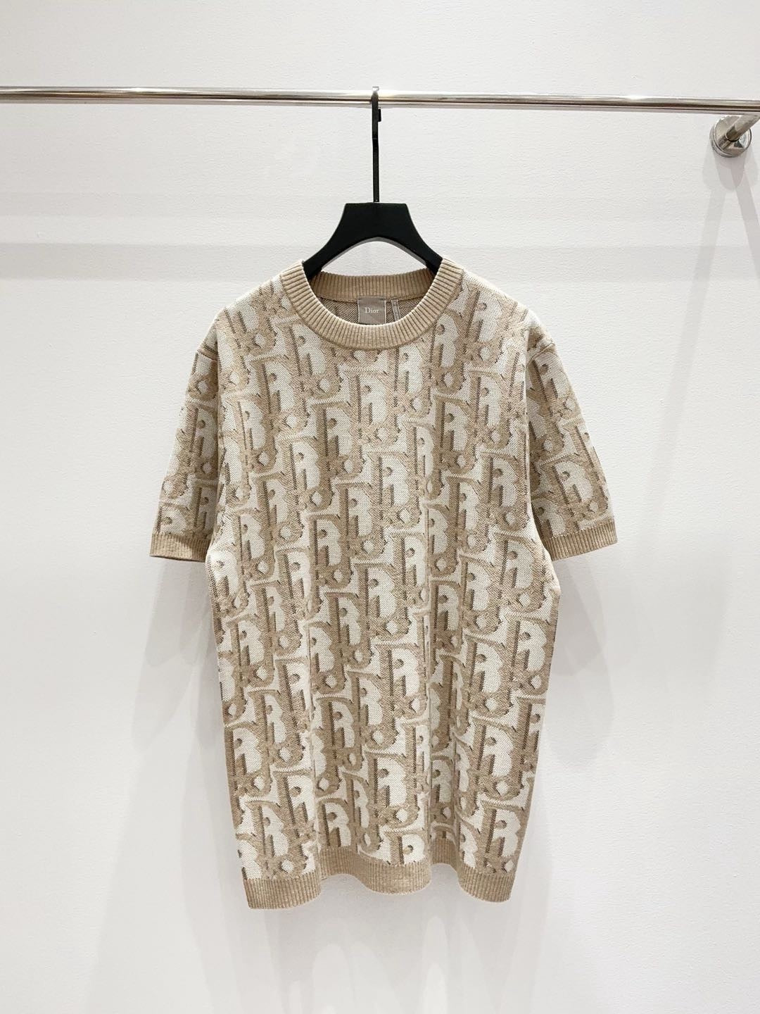 Dior Oblique T-Shirt "Beige Cotton-Wool-Silk Jacquard"