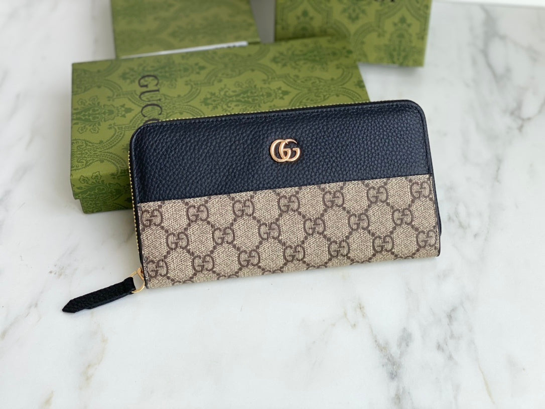 Gucci Bi-colour GG Marmont Zip Around Wallet