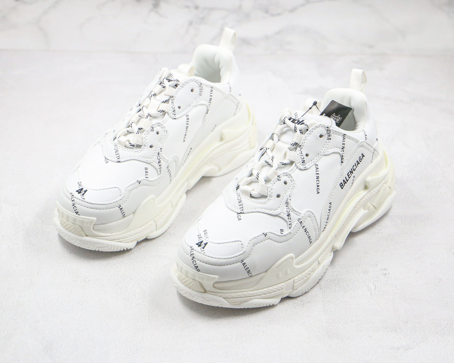 Balenciaga Triple S "White-All Over Logo"