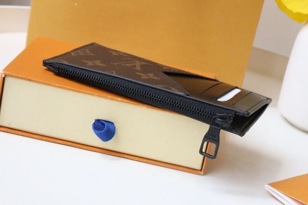 Louis Vuitton Coin Card Holder "Monogram Macassar Canvas"