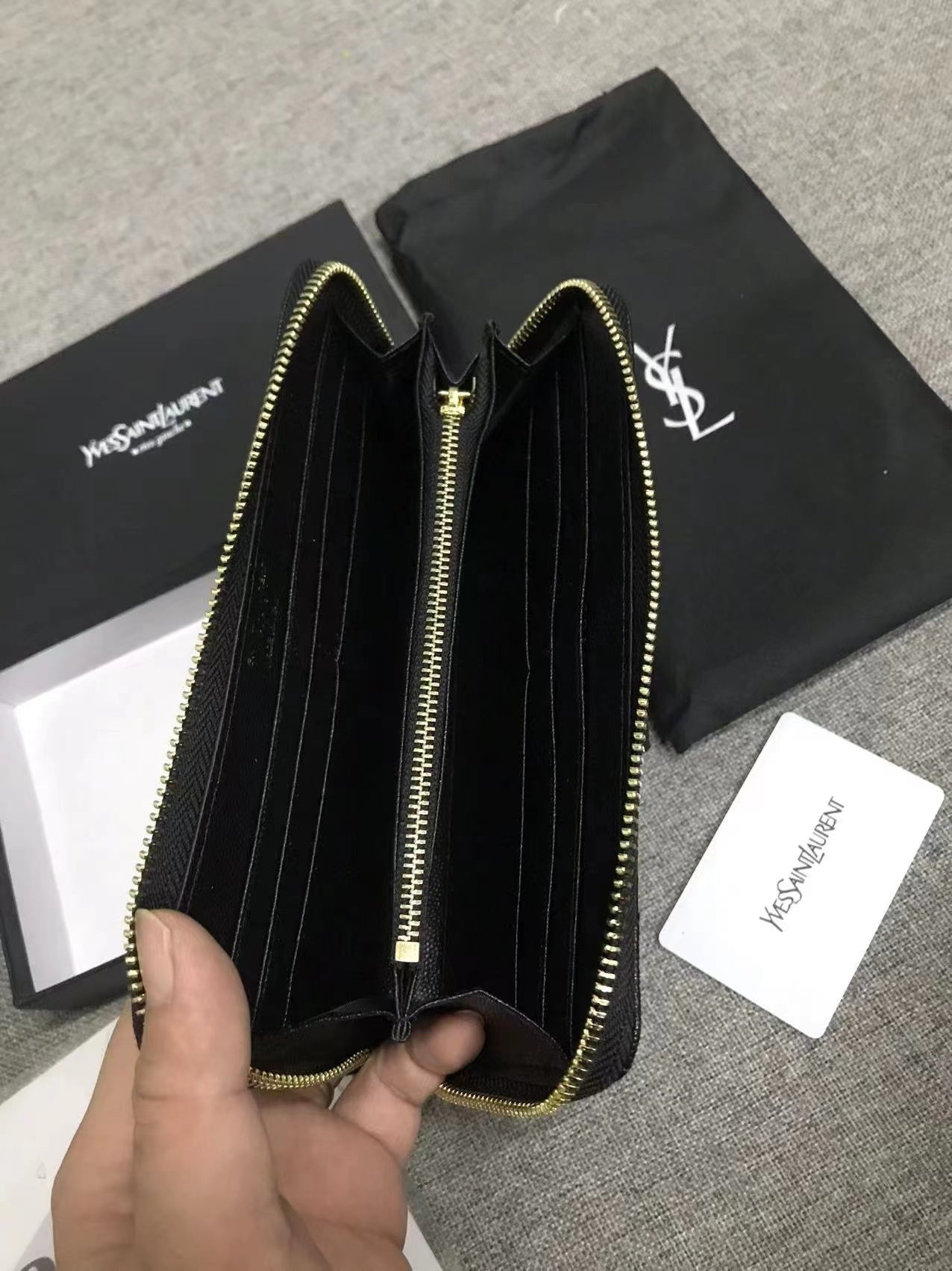 Yves Saint Laurent Cassandre Matelasse Zip Around Wallet Gold