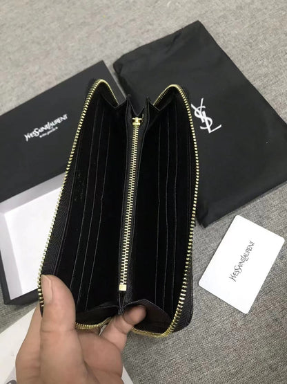 Yves Saint Laurent Cassandre Matelasse Zip Around Wallet Gold