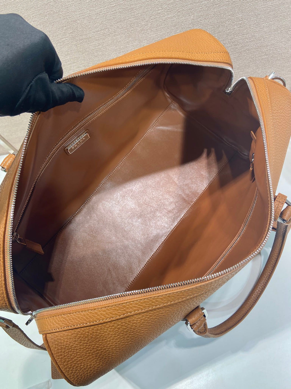 Prada Leather Duffel Bag "Brown"
