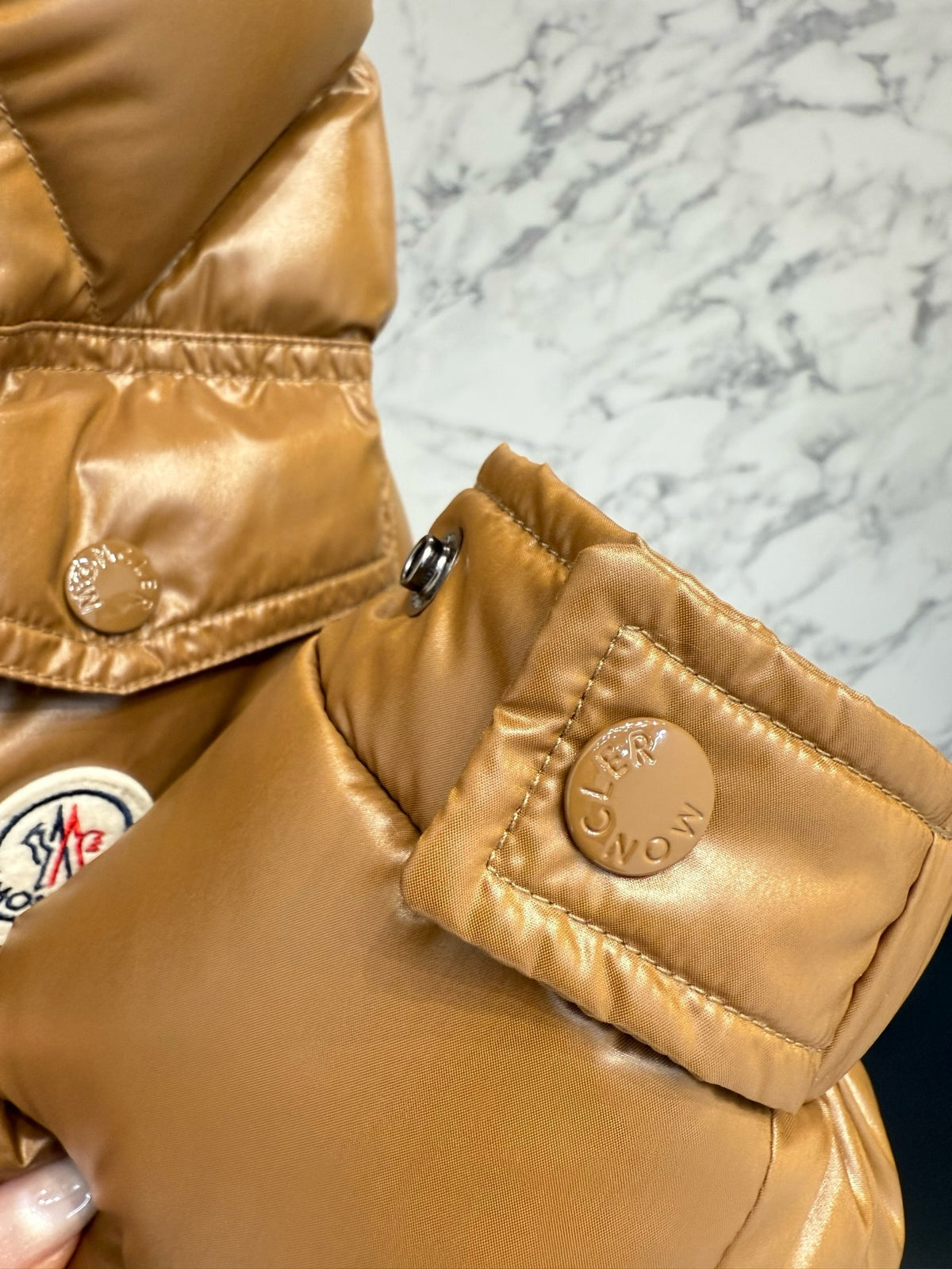 Moncler Maya Hooded Short Down Jacket "Beige"