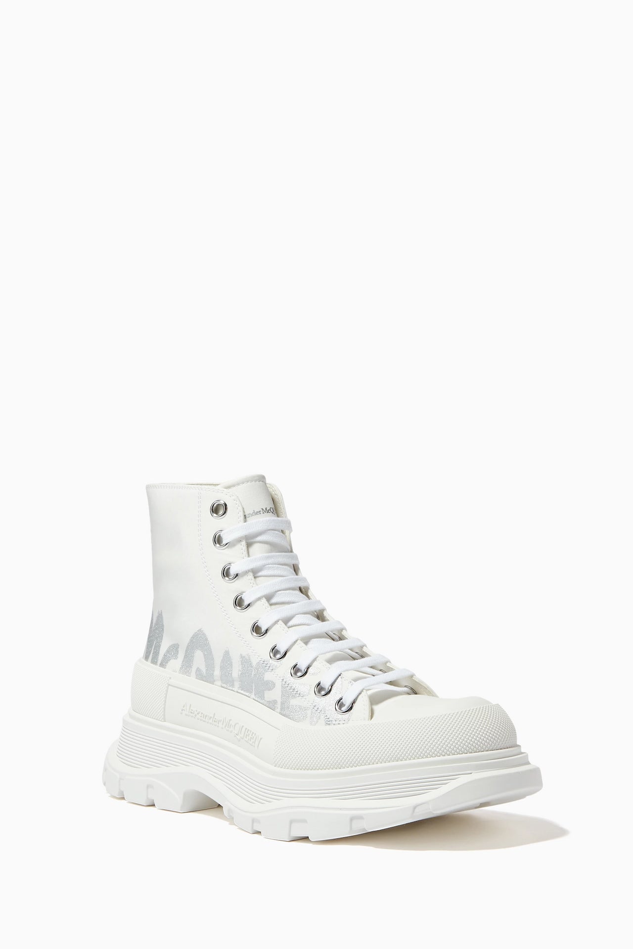 Alexander Mcqueen Tread Slick Boot "Graffiti White-Silver"