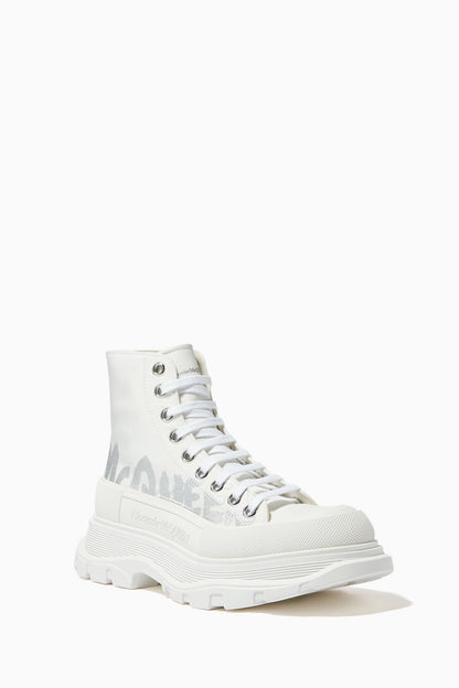 Alexander Mcqueen Tread Slick Boot "Graffiti White-Silver"