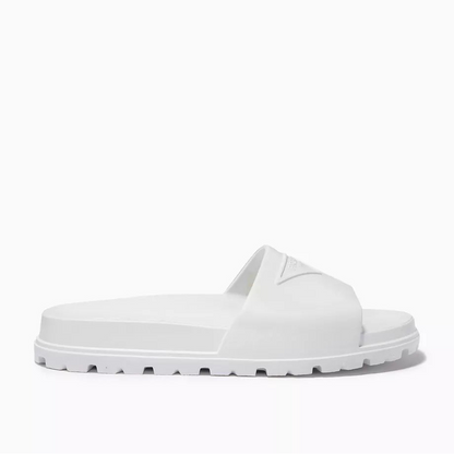 Prada Logo Rubber Slides "White"