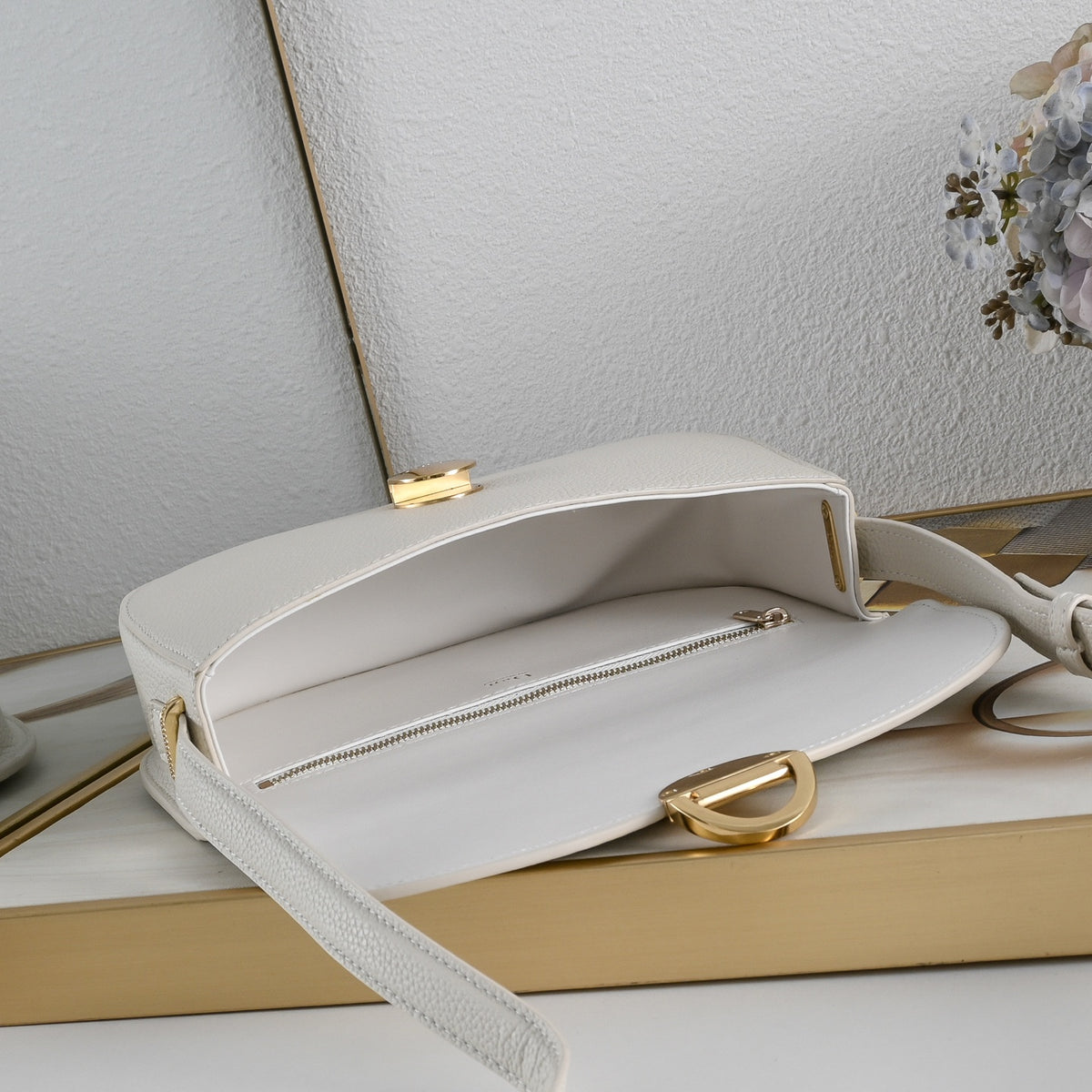 Dior Medium Dior Médaillon Flap Bag "White Grained Calfskin"