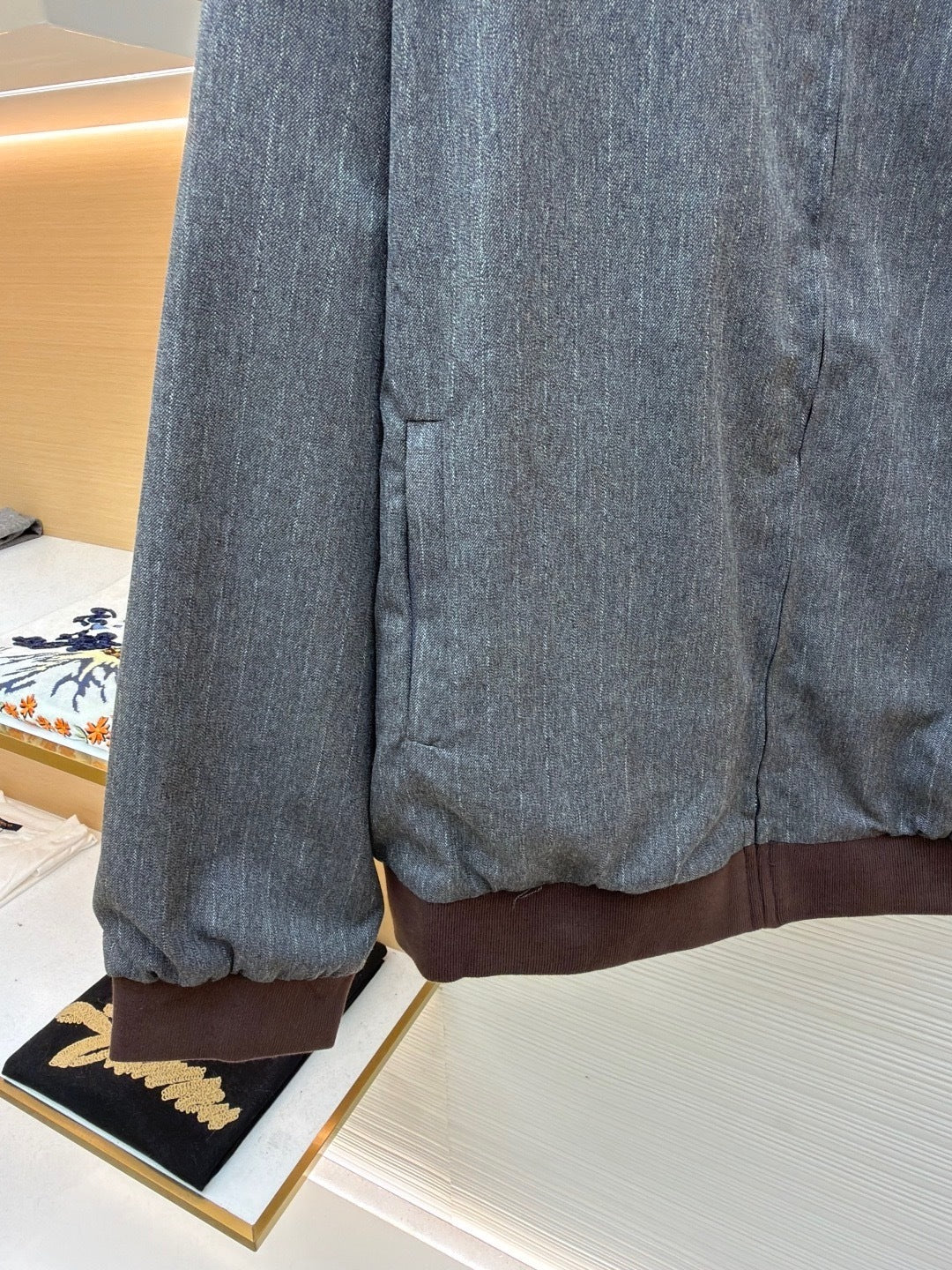 Miu Miu Pinstriped Zip-up Blouson Jacket "Grey"