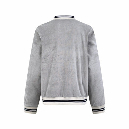 Celine Velvet Tracksuit Zip-up Hoodie "Grey"