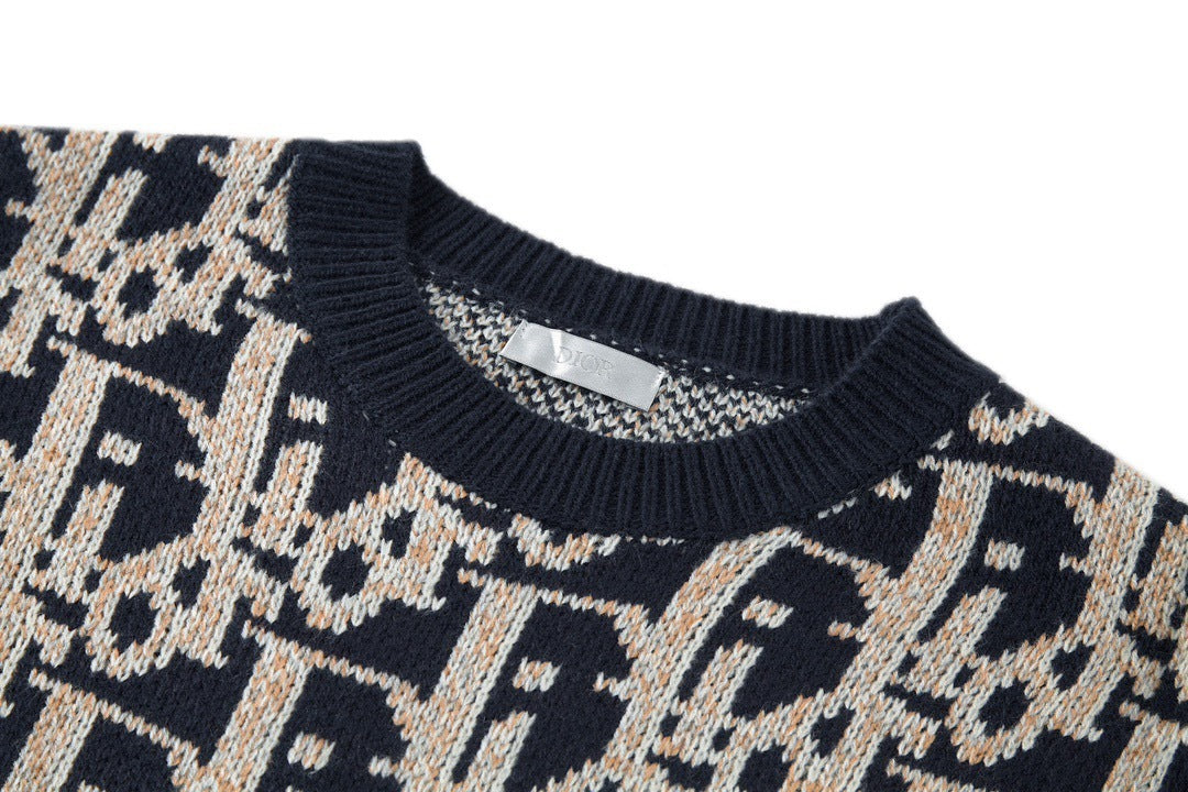 Dior Oblique Sweater "Navy Blue Wool Jacquard"
