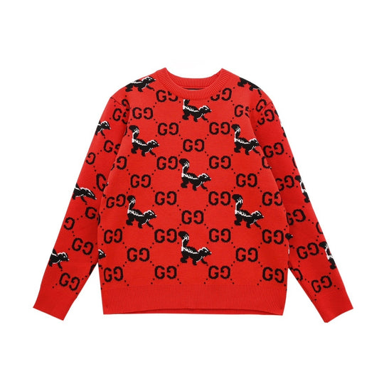 Gucci GG and Skunk Sweater "Red-Black"