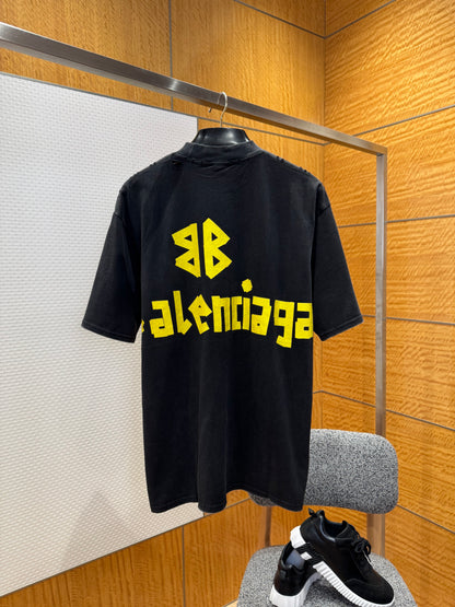 Balenciaga Distressed Logo Print T-Shirt "Black"