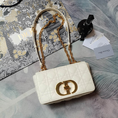 Dior Small Dior Caro Bag "Ivory Supple Cannage Calfskin"