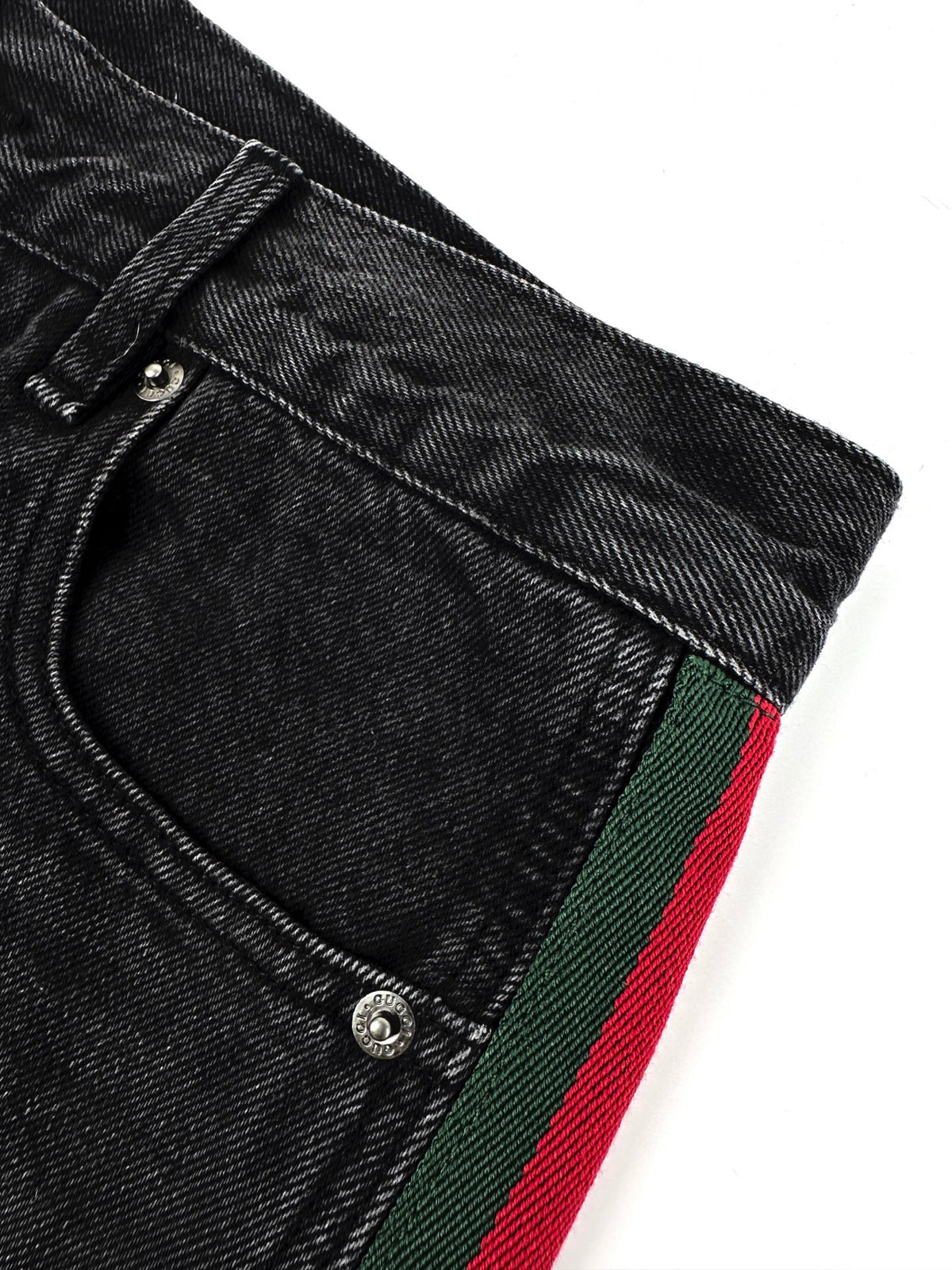 Gucci Cotton Denim Pants with Web Insert