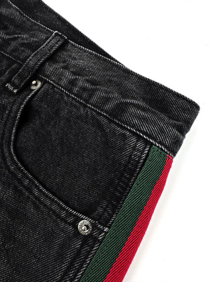 Gucci Cotton Denim Pants with Web Insert