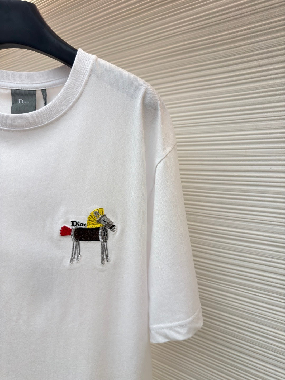 Dior T-Shirt with Horse Embroidery "White Cotton Jersey"