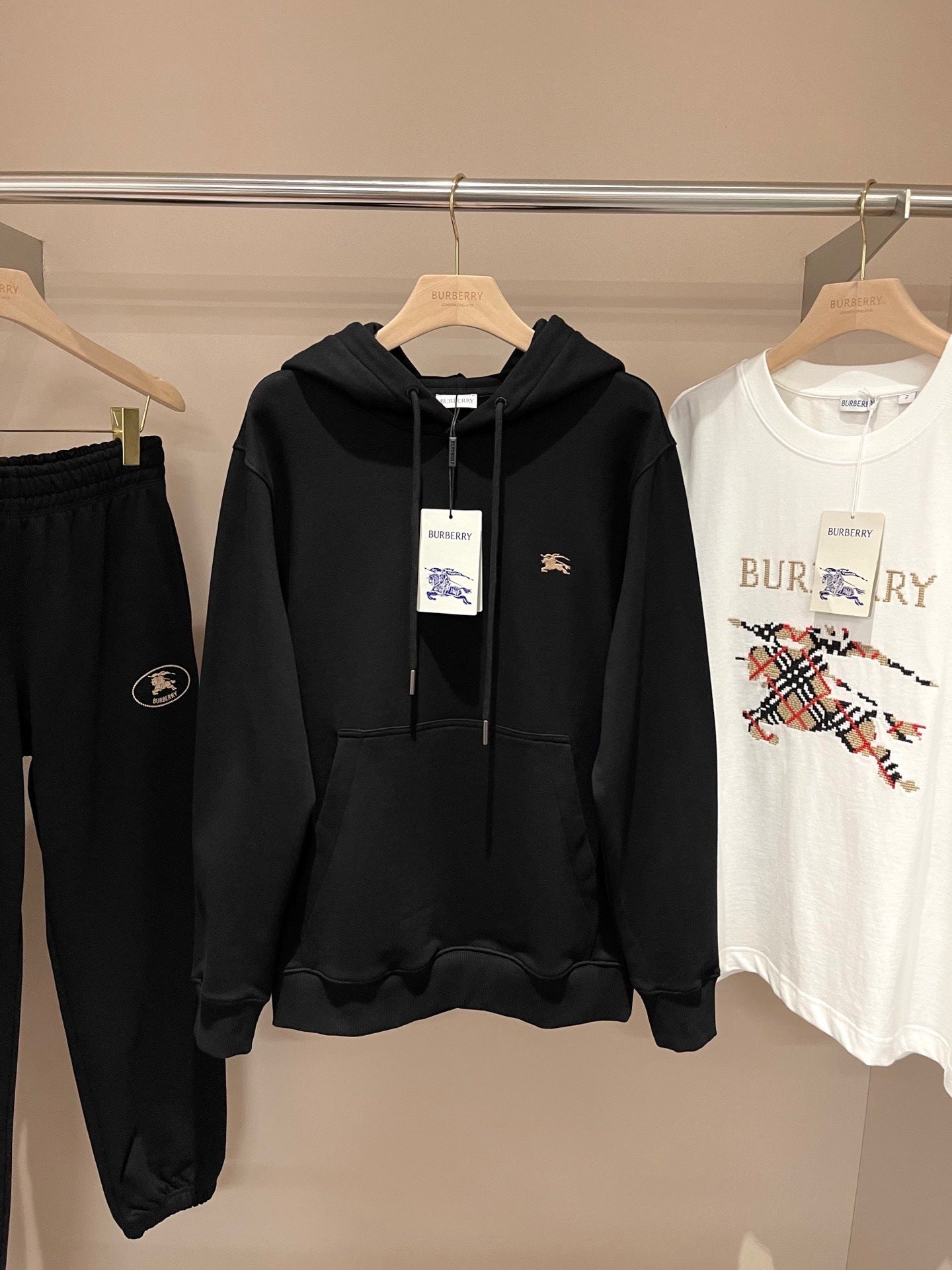 Burberry Cross Stitch EKD Cotton Hoodie "Black"