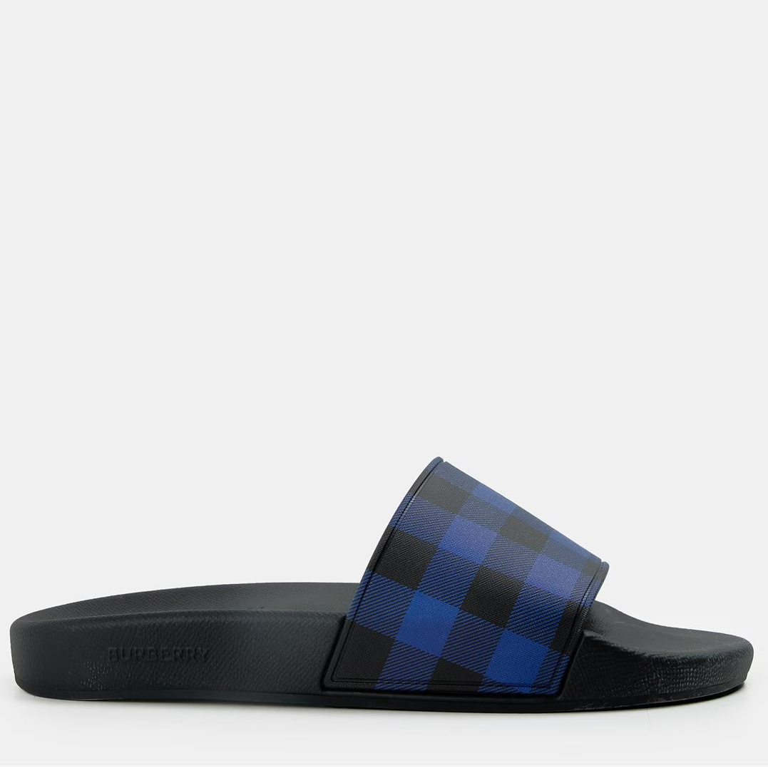 Burberry Furley Check Slides "Conrflower Blue"