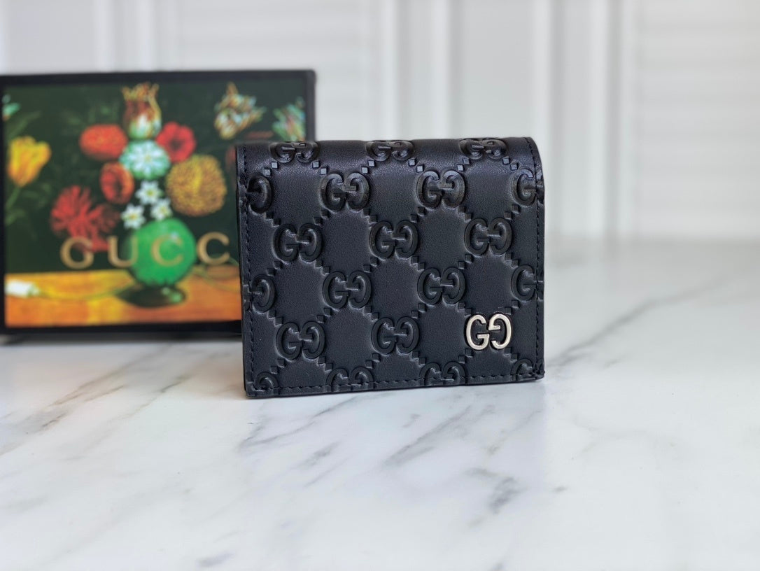 Gucci GG Embossed Leather Card Case Wallet