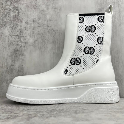 Gucci Leather Chelsea Boots "White"