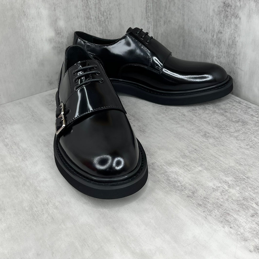 Dior Leather Derby Monk Strap Shoes "Black"