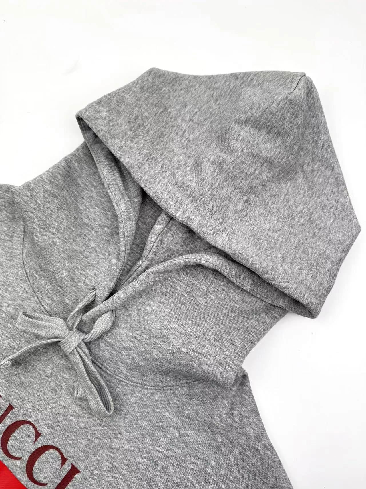 Gucci Printed Cotton Jersey Hoodie "Grey"