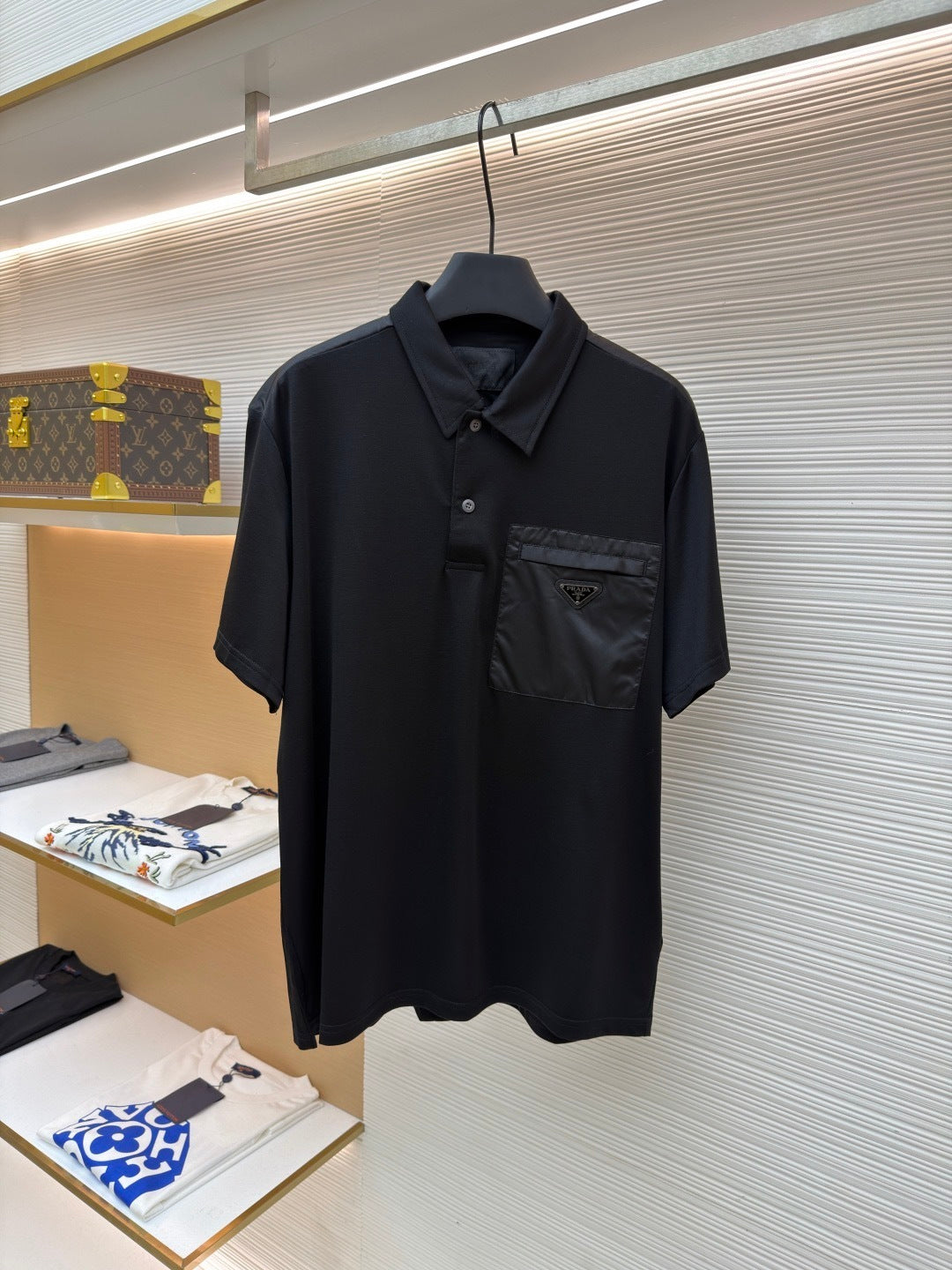 Prada Polo T-Shirt with Re-Nylon Details "Black"