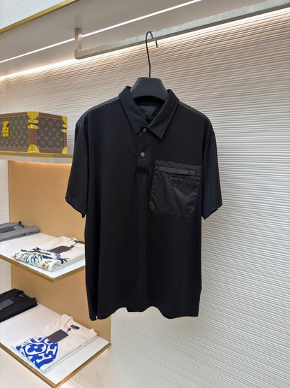Prada Polo T-Shirt with Re-Nylon Details "Black"