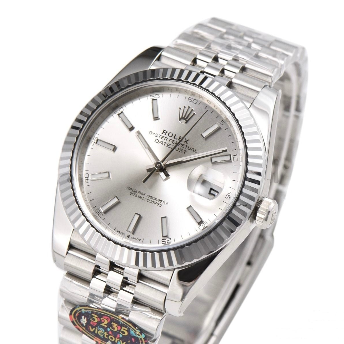 Rolex Date Just 41mm Jubilee Bracelet Silver Stick Dial