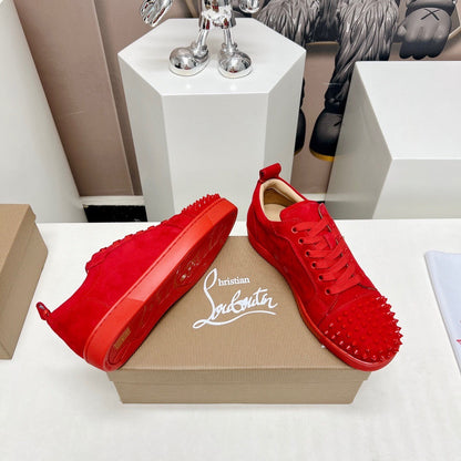 Christian Louboutin Louis Junior Spikes Orlato Veau Velours "Red"