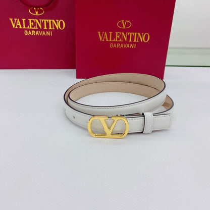 Valentino VLogo Signature 20mm Leather Belt "White"