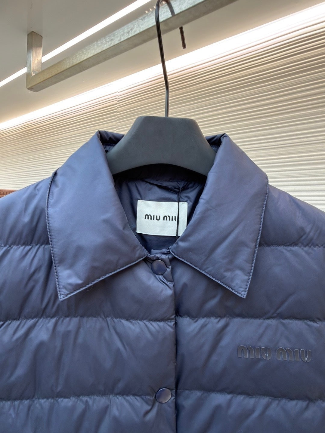 Miu Miu Technical Pongé Down Vest "Navy"