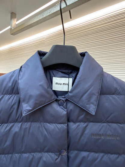 Miu Miu Technical Pongé Down Vest "Navy"