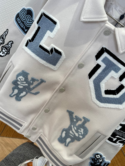 Louis Vuitton Multi-Patches Mixed Leather Varsity Blouson "Milky White"