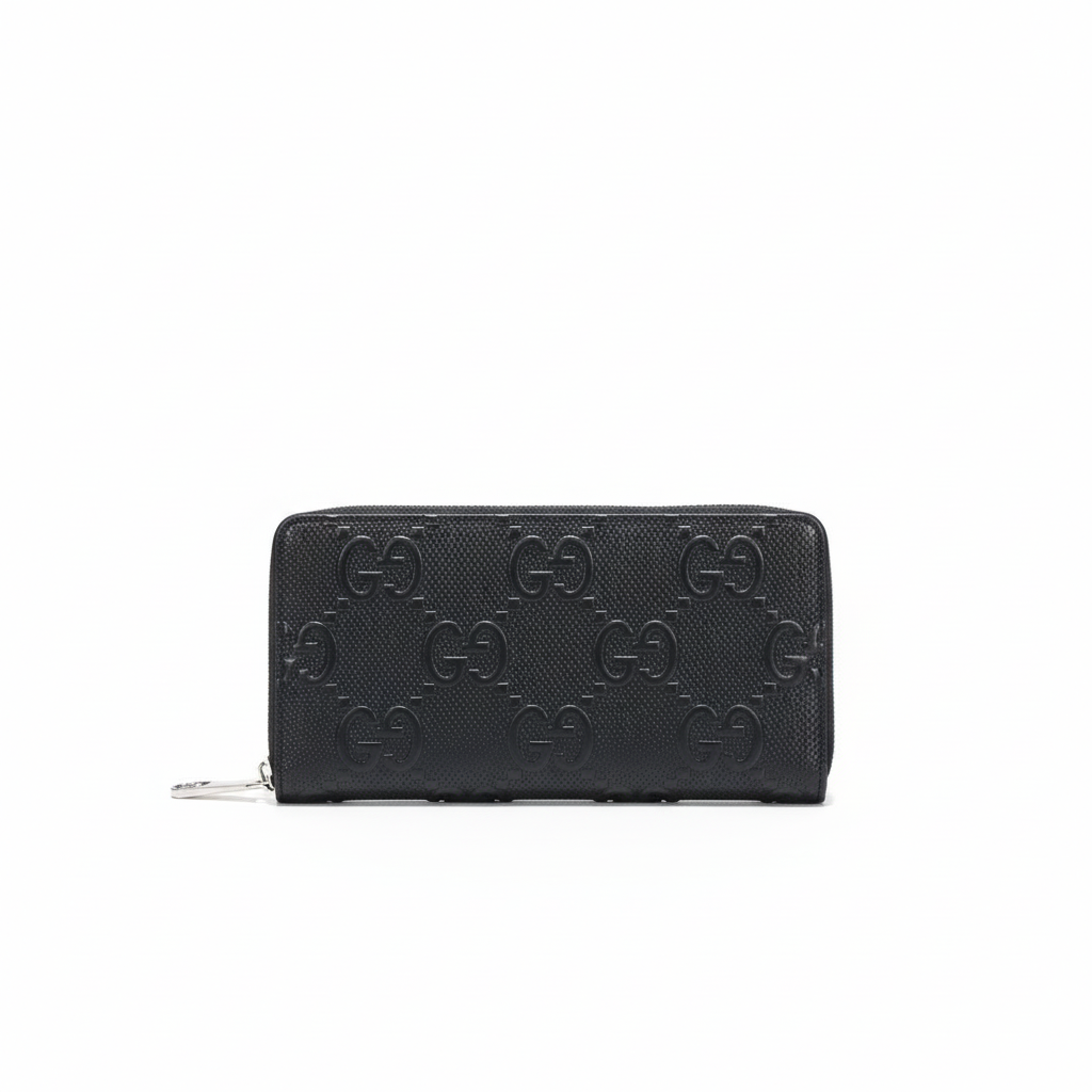 Gucci Textured Leather GG Embossed Long Wallet