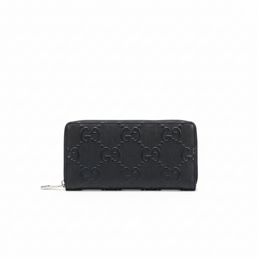 Gucci Textured Leather GG Embossed Long Wallet