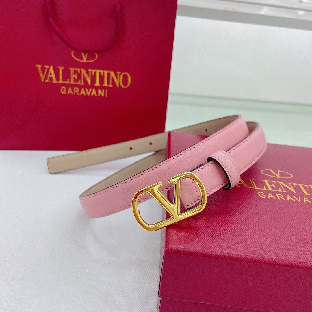 Valentino VLogo Signature 20mm Leather Belt "Pink"