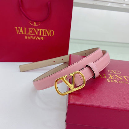 Valentino VLogo Signature 20mm Leather Belt "Pink"