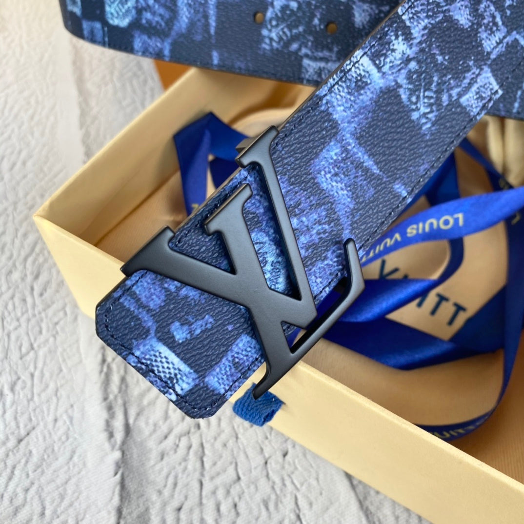 Louis Vuitton LV Initiales Reversible Belt "Damier Salt Navy-Black" and "Black"